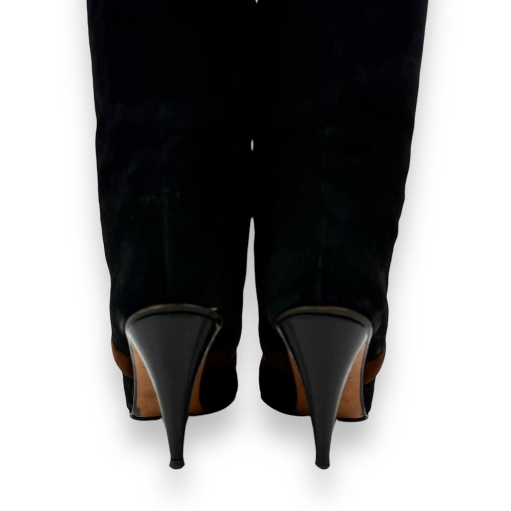 1960's Italian PANCALDI for ERIC COUTURE black and brown suede knee high boots - Picture 16 of 16